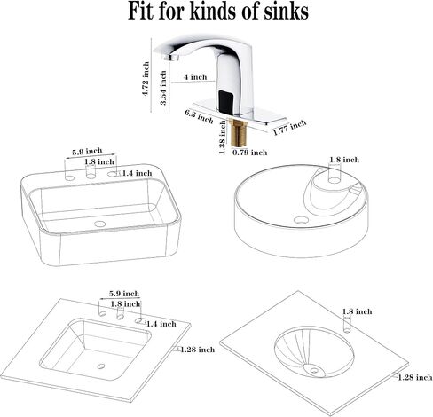 HALO Automatic Commercial Sensor Grifo Touchless Bathroom Faucet with Hole Cover Deck Plate Motion Activated Hands Free Vessel Sink Robinet Brushed Nickel in Saudi Arabia