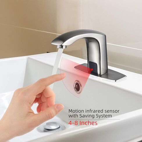 HALO Automatic Commercial Sensor Grifo Touchless Bathroom Faucet with Hole Cover Deck Plate Motion Activated Hands Free Vessel Sink Robinet Brushed Nickel in Saudi Arabia