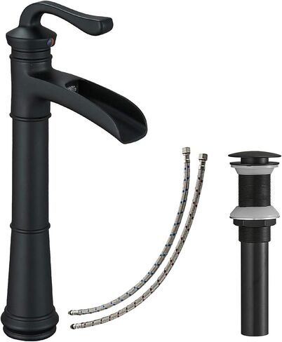 Vessel Sink Faucet, Waterfall Vessel Faucet, Brushed Nickel Tall Bathroom Faucet, Farmhouse Single Hole Single Handle Brush Nickel Vanity RV with Pop Up Drain without Overflow in Saudi Arabia