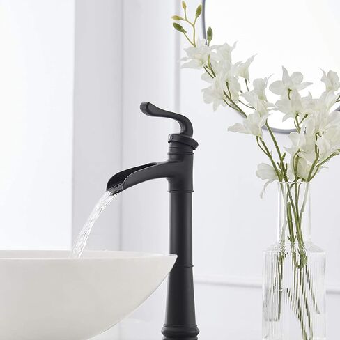 Vessel Sink Faucet, Waterfall Vessel Faucet, Brushed Nickel Tall Bathroom Faucet, Farmhouse Single Hole Single Handle Brush Nickel Vanity RV with Pop Up Drain without Overflow in Saudi Arabia