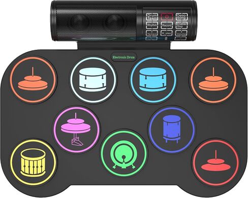 Electronic Drum Set, Roll Up Drum Kit with Drum Sticks, Electric Drums, Drum Pad Electronics for Kids (9 Pads) with 5 Different Drum Kit, 10 Unique Rhythms, Bulit-in Double Speakers(Rainbow) in Saudi Arabia