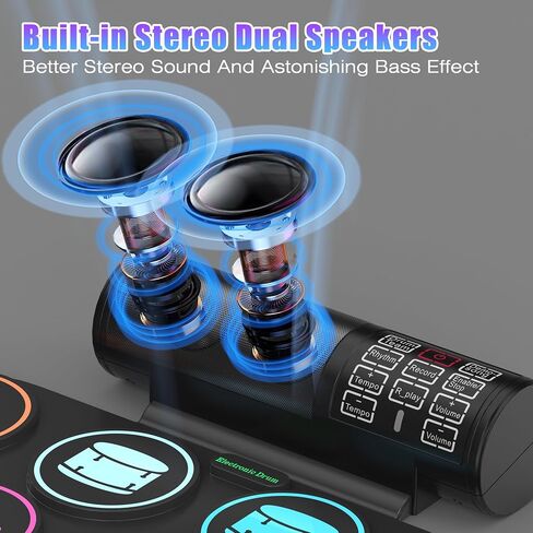 Electronic Drum Set, Roll Up Drum Kit with Drum Sticks, Electric Drums, Drum Pad Electronics for Kids (9 Pads) with 5 Different Drum Kit, 10 Unique Rhythms, Bulit-in Double Speakers(Rainbow) in Saudi Arabia