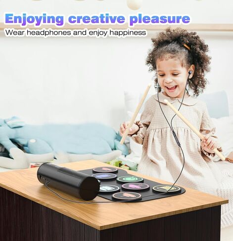 Electronic Drum Set, Roll Up Drum Kit with Drum Sticks, Electric Drums, Drum Pad Electronics for Kids (9 Pads) with 5 Different Drum Kit, 10 Unique Rhythms, Bulit-in Double Speakers(Rainbow) in Saudi Arabia