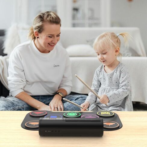 Electronic Drum Set, Roll Up Drum Kit with Drum Sticks, Electric Drums, Drum Pad Electronics for Kids (9 Pads) with 5 Different Drum Kit, 10 Unique Rhythms, Bulit-in Double Speakers(Rainbow) in Saudi Arabia