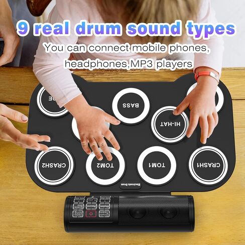 Electronic Drum Set, Roll Up Drum Kit with Drum Sticks, Electric Drums, Drum Pad Electronics for Kids (9 Pads) with 5 Different Drum Kit, 10 Unique Rhythms, Bulit-in Double Speakers(Rainbow) in Saudi Arabia