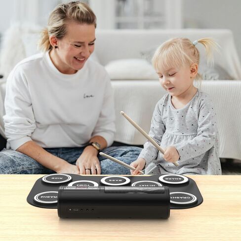 Electronic Drum Set, Roll Up Drum Kit with Drum Sticks, Electric Drums, Drum Pad Electronics for Kids (9 Pads) with 5 Different Drum Kit, 10 Unique Rhythms, Bulit-in Double Speakers(Rainbow) in Saudi Arabia
