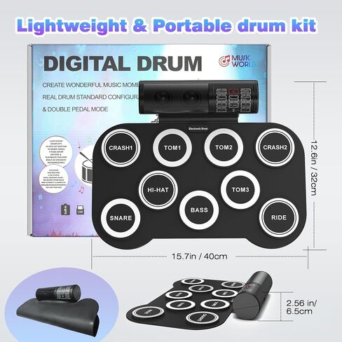 Electronic Drum Set, Roll Up Drum Kit with Drum Sticks, Electric Drums, Drum Pad Electronics for Kids (9 Pads) with 5 Different Drum Kit, 10 Unique Rhythms, Bulit-in Double Speakers(Rainbow) in Saudi Arabia
