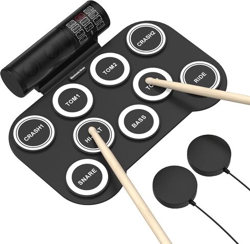 Electronic Drum Set, Roll Up Drum Kit with Drum Sticks, Electric Drums, Drum Pad Electronics for Kids (9 Pads) with 5 Different Drum Kit, 10 Unique Rhythms, Bulit-in Double Speakers(Rainbow) in Saudi Arabia