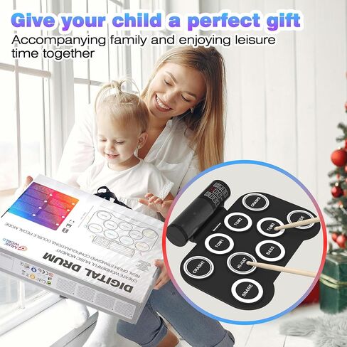 Electronic Drum Set, Roll Up Drum Kit with Drum Sticks, Electric Drums, Drum Pad Electronics for Kids (9 Pads) with 5 Different Drum Kit, 10 Unique Rhythms, Bulit-in Double Speakers(Rainbow) in Saudi Arabia