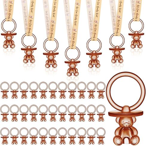50 Pcs Bear Acrylic Baby Pacifiers Baby Shower Pacifiers Necklace Boy Pacifier Bulk Pacifiers for Baby Shower Game Pacifiers Ribbon Necklace for Party Favors Prize Decorations (Blue) in Saudi Arabia