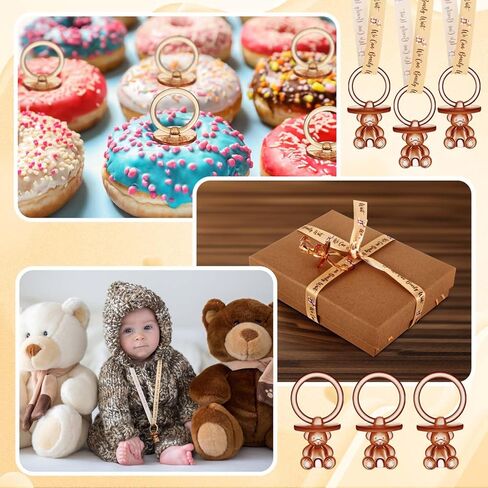 50 Pcs Bear Acrylic Baby Pacifiers Baby Shower Pacifiers Necklace Boy Pacifier Bulk Pacifiers for Baby Shower Game Pacifiers Ribbon Necklace for Party Favors Prize Decorations (Blue) in Saudi Arabia