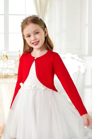 Arshiner Girls Open Front Shrug Cardigan Kids Children Knit Long Sleeve Bolero with Button Closure in Saudi Arabia