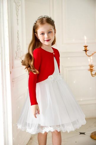 Arshiner Girls Open Front Shrug Cardigan Kids Children Knit Long Sleeve Bolero with Button Closure in Saudi Arabia