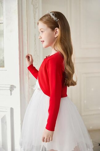 Arshiner Girls Open Front Shrug Cardigan Kids Children Knit Long Sleeve Bolero with Button Closure in Saudi Arabia