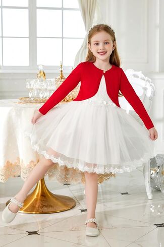 Arshiner Girls Open Front Shrug Cardigan Kids Children Knit Long Sleeve Bolero with Button Closure in Saudi Arabia