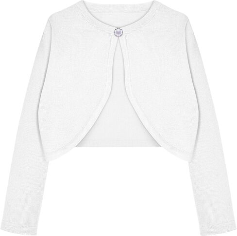 Arshiner Girls Open Front Shrug Cardigan Kids Children Knit Long Sleeve Bolero with Button Closure in Saudi Arabia