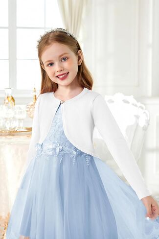 Arshiner Girls Open Front Shrug Cardigan Kids Children Knit Long Sleeve Bolero with Button Closure in Saudi Arabia