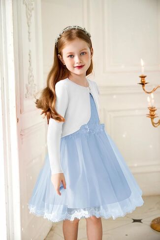Arshiner Girls Open Front Shrug Cardigan Kids Children Knit Long Sleeve Bolero with Button Closure in Saudi Arabia