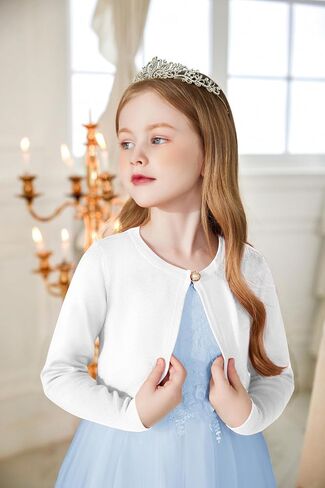 Arshiner Girls Open Front Shrug Cardigan Kids Children Knit Long Sleeve Bolero with Button Closure in Saudi Arabia