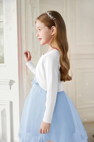 Arshiner Girls Open Front Shrug Cardigan Kids Children Knit Long Sleeve Bolero with Button Closure in Saudi Arabia