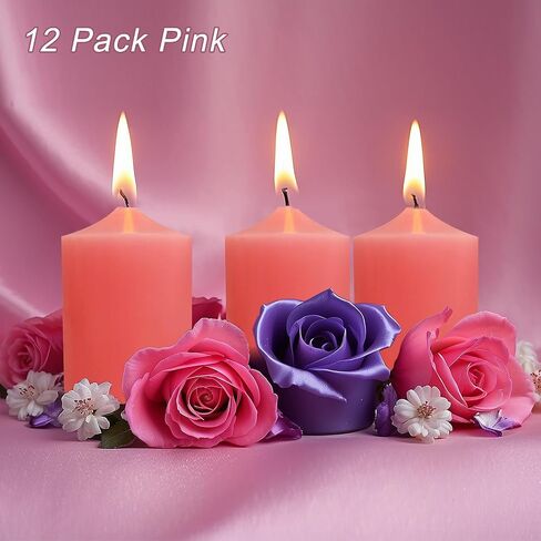 12 Pack 2x3 Hand Poured White Dripless Pillar Candles, Ivory, Soy Candles, Non-Toxic, Unscented, Smokeless, Long Burning, Emergency, for Home Decor, Dining Table, Party, Romantic Mood Lighting in Saudi Arabia