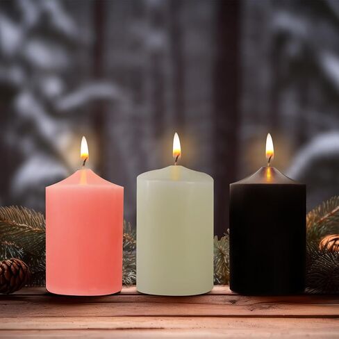 12 Pack 2x3 Hand Poured White Dripless Pillar Candles, Ivory, Soy Candles, Non-Toxic, Unscented, Smokeless, Long Burning, Emergency, for Home Decor, Dining Table, Party, Romantic Mood Lighting in Saudi Arabia