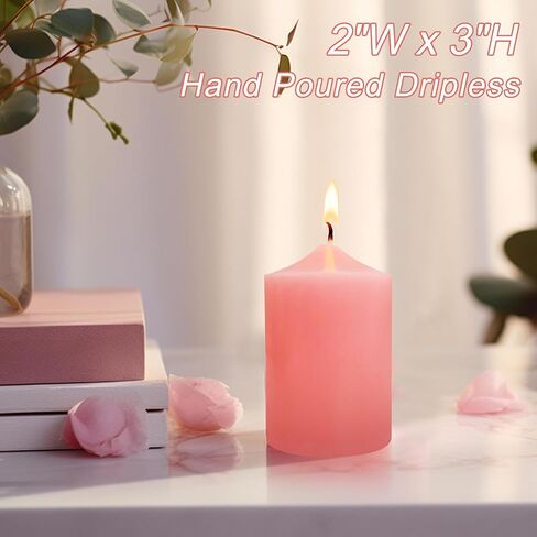 12 Pack 2x3 Hand Poured White Dripless Pillar Candles, Ivory, Soy Candles, Non-Toxic, Unscented, Smokeless, Long Burning, Emergency, for Home Decor, Dining Table, Party, Romantic Mood Lighting in Saudi Arabia