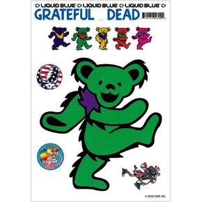 Liquid Blue Grateful Dead Green Dancing Bear - Bumper Sticker/Decal