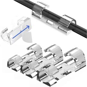 YOYOQIEKENAO[Clear 36pcs, Medium, Packed in Storage Box] Cable Clamp with Strong Self-Adhesive, Wire Fixing Tool, Wire Organizer for Desk, Wall, Car, Christmas Lights, Office Cable Management