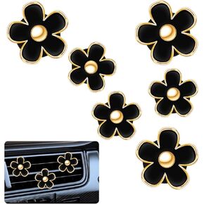 6 Pcs Daisy Air Vent Clips, Cute Flower Car Air Conditioning Outlet Clip, Colorful Air Fresheners Vent Decorative Clips, Universal Auto Interior Accessories for Girls Women (White)