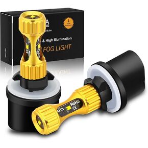 Alla Lighting 899 880 LED Fog Lights Bulbs 3000K Golden Yellow Newest 3000lm Extreme Super Bright 892 PG13 886 Replacement for Cars, Trucks