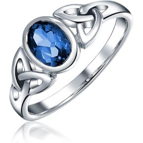 Bling Jewelry Genuine Gemstone CZ BFF Sorority Sister Promise Friendship Celtic Triquetra Infinity Love Knot Ring For Women Teen.925 Sterling Silver Birthstone Customizable