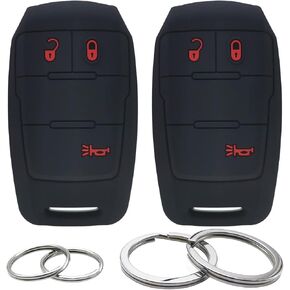 GFDesign 2 Pcs Silicone 3 Buttons Key Fob Cover Remote Case Keyless Protector Compatible with 2021 2020 2019 Ram 2500 3500 4500 5500 - Black