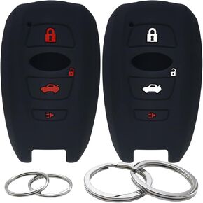 GFDesign 2 Pcs Silicone Key Fob Cover Remote Case Keyless Rubber Protector Holder Compatible with Subaru Ascent BRZ Crosstrek Forester Impreza Legacy Outback WRX STI XV Crosstrek 4 Buttons