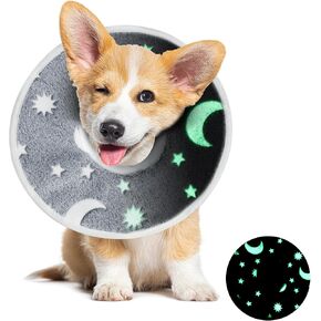 MABOZOO Adjustable Soft Dog Cone for Dogs After Surgery,Glow in The Dark Pet Recovery Collar for Dogs and Cats,Comfy Elizabethan Collar After Surgery for Prevent Biting Scratching (M)