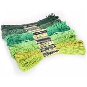 8Pcs 7.5m Green Cotton Stitch Embroidery Thread Floss DIY Friendship Bracelets Floss Craft Sewing Skeins Fashion Embroidery Floss for Arts, Crafts and Sewing