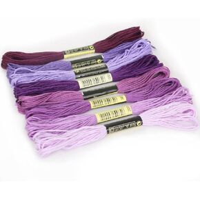 8Pcs 7.5m Purple Cotton Stitch Embroidery Thread Floss DIY Friendship Bracelets Floss Craft Sewing Skeins Fashion Embroidery Floss for Arts, Crafts and Sewing