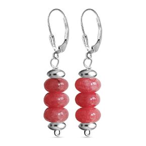 Natural Red Agate Stone Beads Drop Earrings,Vertical Bar Real Genuine Round Flat Disk Onyx Crystal Quartz Gemstone Beads Dangle Earrings,Beading Jewelry for Women (A04_Red Agate)