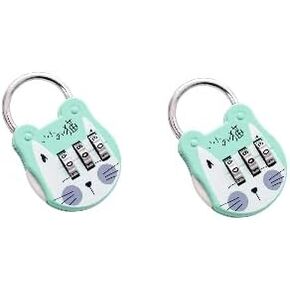 2Pcs Green 3 Digit Combination Padlock Hard Stainless Steel High Strength Luggage Suitcase Locker Room Padlocks Number Password Lock Combination Locks for Dorm Drawer Safe Lock