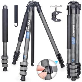 Carbon Fiber Tripod-INNOREL P254CF Professional Compact Portable Tripod Max Height 60.2in/153cm for Digital DSLR Travel Shooting with Special-Shaped Center Column 0.98in/25mm Tube Max load 26.5lb/12kg