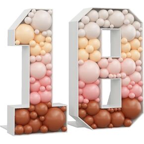 Mosaic Numbers for Balloons Number 16 Balloon Frame 4ft Numbers Large Cardboard Numbers Pre-Cut Kit Giant Cut-Out Thick Foam Marquee Board Sign DIY Boys Girls 16th Birthday Decorations Anniversary
