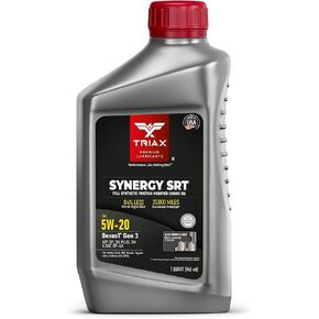 TRIAX Synergy SRT 5W-20 Full Synthetic PAO-Ester Engine Oil, 20K Mile Drain, Moly/Boron Friction Modified, API SP Licensed, Dex2 Gen 3, 3x Wear Protection (1 Quart)
