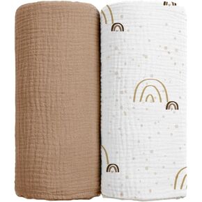 Baby Muslin Swaddle Blankets: Soft Receiving Blanket for Newborn - Cotton Swaddling Blanket for Neutral 2Pack(Dinosaur)