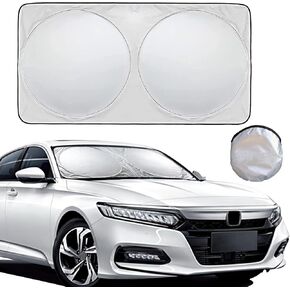1 PC American Flag Car Windshield Cover, Foldable Waterproof Vehicle Front Windshield Protection, Universal Windshield Cooling Accessories for Blocking UV Ray (Silver #5.24Ft x 2.82Ft)