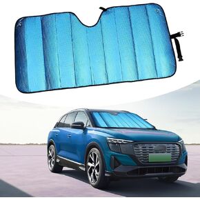 عبوة واحدة من عاكس الأشعة فوق البنفسجية للزجاج الأمامي للسيارة، مقاس 57.08 بوصة × 27.55 بوصة، غطاء عازل للحرارة للنافذة الأمامية للسيارة، يحافظ على برودة سيارتك، تصميم على الوجهين، لوحة تعتيم عالمية (أسود) in Kuwait