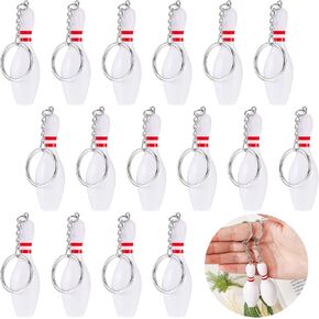 16 Pack Bowling Pin Keychain Sport Keychain 2.8 Inch Bowling Keychain Bowling Party Favors for Backpack Sports Souvenir Favors, Victory Parties, Gifts for Athletes