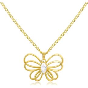 Gold Butterfly Pendant Necklace for Women 14K Gold Plated Hollow Butterfly Choker Necklace Adjustable Chain Elegant Insect Fairy Butterfly Statement Necklace Party Trendy Summer Jewelry Gift for Girls