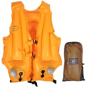Inflatable Snorkel Swim Vest for Adults & Teenagers, Portable Dual Valve Manual Press Buoyancy Aid Swim Jackets Load Up to 220 lbs for Swimming, Snorkeling, Kayaking, Boating, Orange