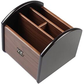 Rotating remote control holder, pen holder for desk,Wooden remote storage Organizer,TV remote control caddy@YCL872R Pen container