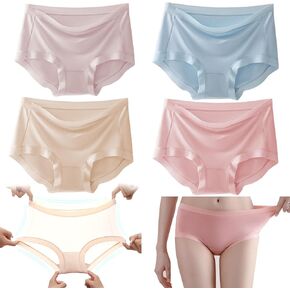 Women's Briefs Underwear High Waisted Ladies Full Coverage Comfortable Cotton Panties 4 Pack